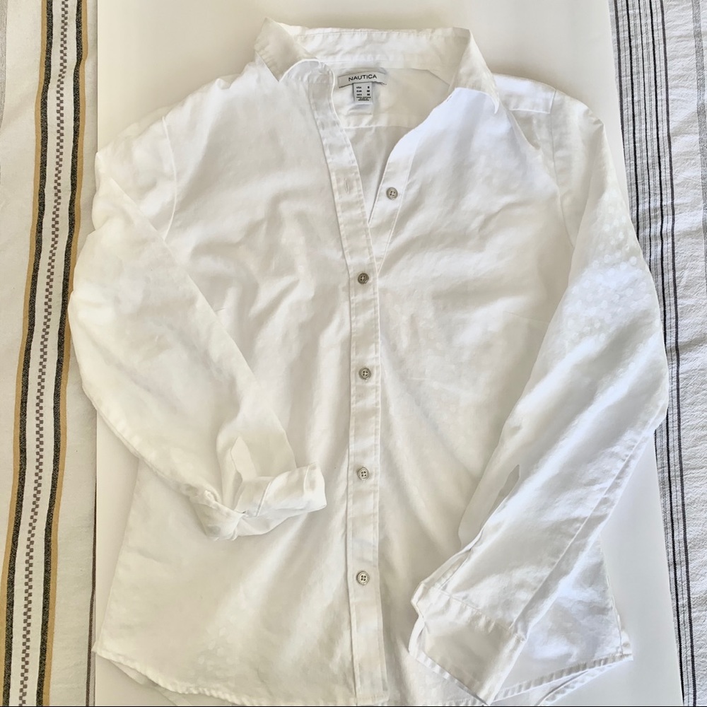 Nautica | Polka Dot White Button Up | Bussiness